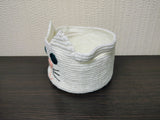 Crochet Cat Basket, White Kitten Nursery Storage Bin, Small Yarn Bowl, Cute Makeup Organizer, Cat Lover Gift, Kawaii Kids Room Decor