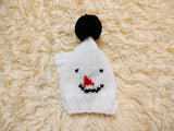Snowman Dog Hat PomPom, Designer Pet Party Christmas Clothes outfit, Warm Winter knitted Dachshund cap with Pattern, gift for dogs lover