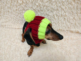 Cute Hand-Knitted Dachshund Snood and Pom-Pom Beanie Set - Cozy Dog Hat and Neck Warmer