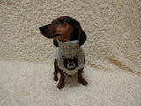 Bear print wool sweater with arans for dogs, dachshund warm clothes jumper with cable
