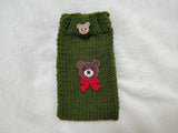 Bear Phone Sleeve, Universal Crochet Cell Phone Pouch 6.7x3.5", Cute Teddy Bear Phone Case, Soft Yarn Sock for iPhone Samsung, Cozy Gift