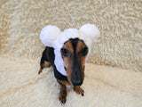 Hand-Knitted Dachshund Snood with Pompoms, Funny Dog Hat for Small Breeds, Animal Style Knitted Dog Hood, Cozy Dachshund Winter Headwear