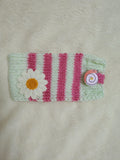 Daisy Phone Sock, Knit Striped Phone Sleeve, Cute Flower Phone Case Pouch, Handmade Cotton Phone Bag, Gift for her, Cozy Phone Holder