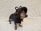 Bear Summer sun hat dogs with holes for ears. Hand knitted sun cap dachshund. Stylish Pet Photo Props and Gift Dog Moms