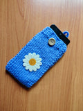 Crochet Daisy Phone Sock, Knitted Smartphone Sleeve with Flower Phone Pouch, Boho Cell Phone Case, Handmade Gift for Her