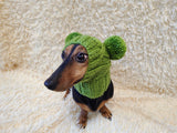 Clothes warm for pets wool hat snood with two pom poms, gift for pet dogs hat with pom poms