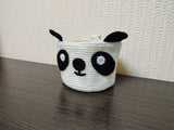 Crochet Panda Basket, Black and White Bear Nursery Storage Bin, Cute Makeup Brush Holder, Small Yarn Bowl, Kawaii Room Decor, Baby Shower Gift