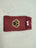Dog Lover Knitted Phone Case with Paw Embroidery | Soft Wool Phone Sleeve | Wiener Dog Pouch with Bone Button | Cute Puppy Paw Gift for Her