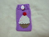 Cupcake Knit Phone Sleeve, Universal Crochet Cell Phone Pouch 6.7x3.5", Cute Sweet Cake Phone Case, Soft Yarn Sock for iPhone Samsung, Gift
