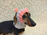 Winter knitted dog hat mini too pompom, warm beanie with open ears for dachshund, pet clothes cap outfit apparel gift dogs lover