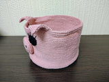 Pink Piglet Crochet Basket – 7" Small Animal Storage Organizer for Nursery, Kids Room & Craft Supplies – Handmade Pig Yarn Bowl & Gift