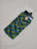 Handmade Knitted Phone Sleeve Case - Soft Wool Protective Sock Pouch for iPhone & Android - Colorful Cable Knit Phone Cover with Wooden Button - Gift for Her