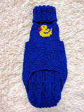 Duck print wool sweater with arans for dogs, dachshund warm clothes jumper with cable