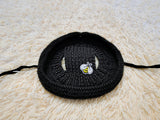 Crochet Dog Sun Hat with Flower Appliqué - Handmade Dachshund Bucket Hat - Floral Pet Summer Accessory - Cute Dog Bonnet with Ear Holes