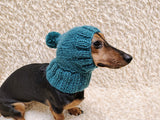 Angora Super Warm Dog Hat with Pom-Pom, Knitted Costume Pet Clothes Warm Cap Closed Ears for Dachshund beanie