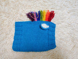 Handmade Knitted Unicorn Dog Snood with Rainbow Mane & Ears