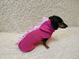 Dachshund hoodie dinosaur knitted animal clothes for pets, dog Halloween outfit Costume