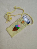 Ice Cream Knitted Phone Crossbody Bag | Cute Summer Smartphone Sleeve with Strap | Handmade Sweet Dessert Tech Pouch | Fun Birthday Gift for Her