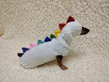 Dinosaur Dog Hoodie with Colorful Scales HandKnitted Pet Dino Costume for Small Dogs Halloween outfit for pet Dino Rex set for dachshund