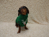 Christmas deer print wool sweater with arans for dogs, dachshund warm clothes jumper cable