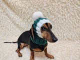 Cute Hand-Knitted Dachshund Snood and Pom-Pom Beanie Set - Cozy Dog Hat and Neck Warmer