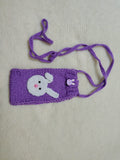 Knitted Bunny Phone Sleeve with Strap, Cute Rabbit Crossbody Phone Bag, Handmade Crochet Phone Sock, Kawaii Animal Phone Pouch