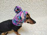 Premium Hand-Knit Dog Snood | Cozy Pom-Pom Dog Balaclava Hat