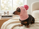 Dachshund christmas snowflake hat with big pompom, christmas clothes dachshund, miniature dachshund