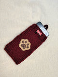 Dog Lover Knitted Phone Case with Paw Embroidery | Soft Wool Phone Sleeve | Wiener Dog Pouch with Bone Button | Cute Puppy Paw Gift for Her