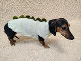Knitted Dachshund Sweater with Dino Spikes, Wiener Dog Clothes, Custom Doxie Knitwear, Dinosaur Dog Costume, Small Dog Winter Sweater