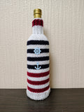 Coastal Knit Bottle Sweater with Miniature Ship Wheel