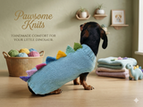 Custom Blue Knit Dogs Dinosaur Sweater with Rainbow Spikes - Warm Handmade Pet Clothes Halloween outfit pet Dino Rex jumper dachshund