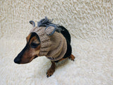 Knitted Donkey Snood Hat for Dachshund - Handmade Dog Costume with Ears and Mane