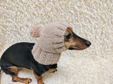 Angora Super Warm Dog Hat with Pom-Pom, Knitted Costume Pet Clothes Warm Cap Closed Ears for Dachshund beanie