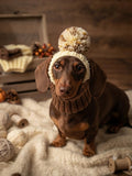 36 color Dachshund Snood with Pom Pom, Hand Knitted Dog Balaclava, Dog Winter Hat, Puppy Snood, Cute Dog Clothes, Small Dog Outfit