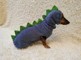 Soft Dinosaur Costume for Dogs – Knitted Sweater and Hat Bundle