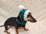 Cute Hand-Knitted Dachshund Snood and Pom-Pom Beanie Set - Cozy Dog Hat and Neck Warmer