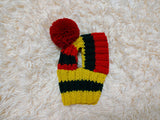 Comfort-Fit Knitted Dog Snood for Dachshunds - Soft Ribbed Dog Hat with Pom-Pom - Stay-On Winter Headwear for Long-Haired & Smooth Doxies
