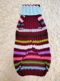 Handmade Knit Dachshund Sweater - Colorful Striped Dog Clothes