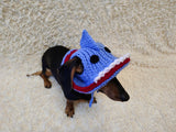 Shark Summer sun hat dogs with holes for ears. Hand knitted sun cap dachshund. Stylish Pet Photo Props and Gift Dog Moms