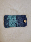 Handmade Knitted Phone Sleeve Case - Soft Wool Protective Sock Pouch for iPhone & Android - Colorful Cable Knit Phone Cover with Wooden Button