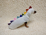 Dinosaur Dog Hoodie with Colorful Scales HandKnitted Pet Dino Costume for Small Dogs Halloween outfit for pet Dino Rex set for dachshund