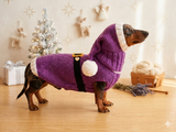Santa costume for dachshunds, christmas dachshund santa costume hat and sweater, clothes for small dog of dachshund