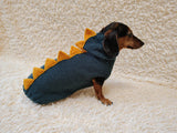 Dachshund hoodie dinosaur knitted animal clothes for pets, dog Halloween outfit Costume