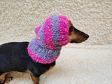 8 color Alpaca tweed striped Dog Hat, Knitted Set Warm Pet Clothes outfit apparel, Closed Ear Cap for Dachshunds beanie