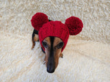 Christmas Clothes Pet Outfit Pom Pom Hat, Pet clothes winter warm wool snood hat for small dogs with pompom, pet gift, dog gift