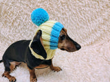 Cute Hand-Knitted Dachshund Snood and Pom-Pom Beanie Set - Cozy Dog Hat and Neck Warmer