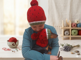 Watermelon Angora Wool Snood Hat Set for Mom and Dog, Snood Hat Set for Housewife and Dachshund, Mom and Dachshund with Pompoms