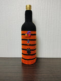Halloween Wine Bottle Cozy | Knit Pumpkin Owl Cat Drink Decor