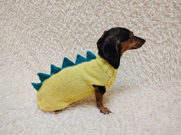 Dachshund Halloween Dinosaur Outfit Costume Sweater and Hat-dino pet cloches jamper